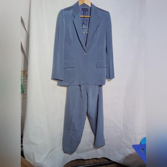 Y2K Silk Charter Club Sz 8P Women's Blue Suit - Picture 8 of 8